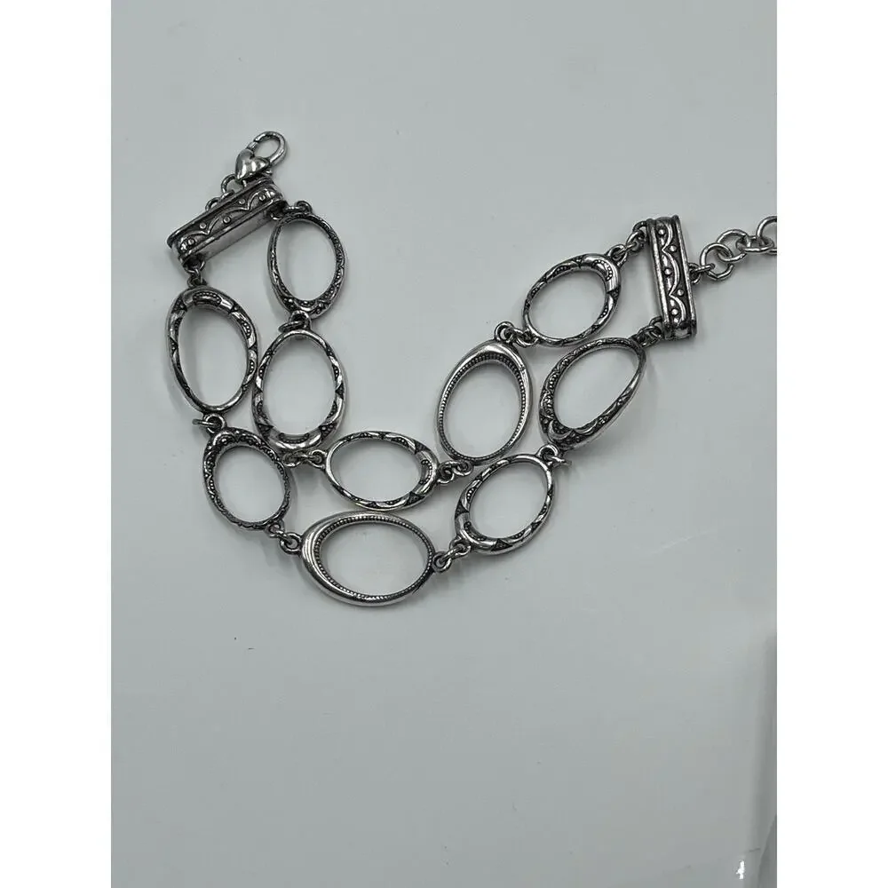 Brighton Signed‎ Double Strand Oval Linked Bracelet